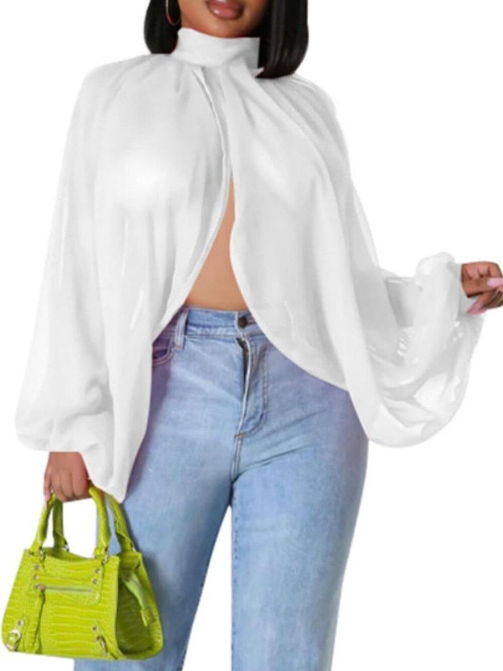 Chic Batwing Sleeve Chiffon Blouse - Sexy Party Top for Women, Night Out